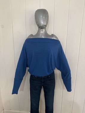 We The Free Royal Blue Knit Off The Shoulder Sweater Top